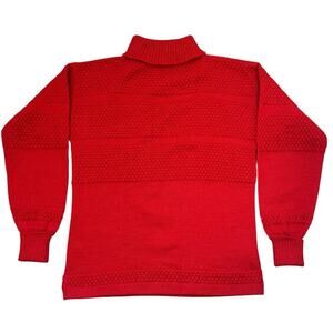 Vintage S.N.S. Herning Wool Sweater Made in Denmark Red Fisherman Knit Size 1